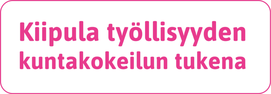 Kiipula työllisyyden kuntakokeilun tukena logo pinkkinä tekstinä ja kehys ympärillä